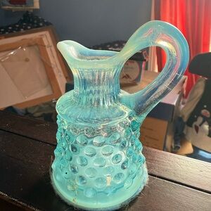 Vintage Fenton Blue Hobnob small Glass Pitcher